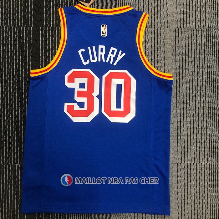 Maillot Golden State Warriors Stephen Curry NO 30 75th Anniversary Bleu